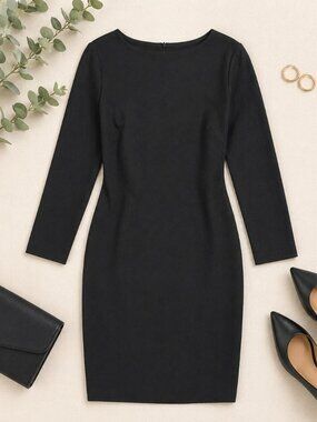 J.G. Hook Black Wool Sheath Dress Petite 8P Classic Career